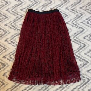 Alice + Olivia Burgundy Lace A-Line Skirt